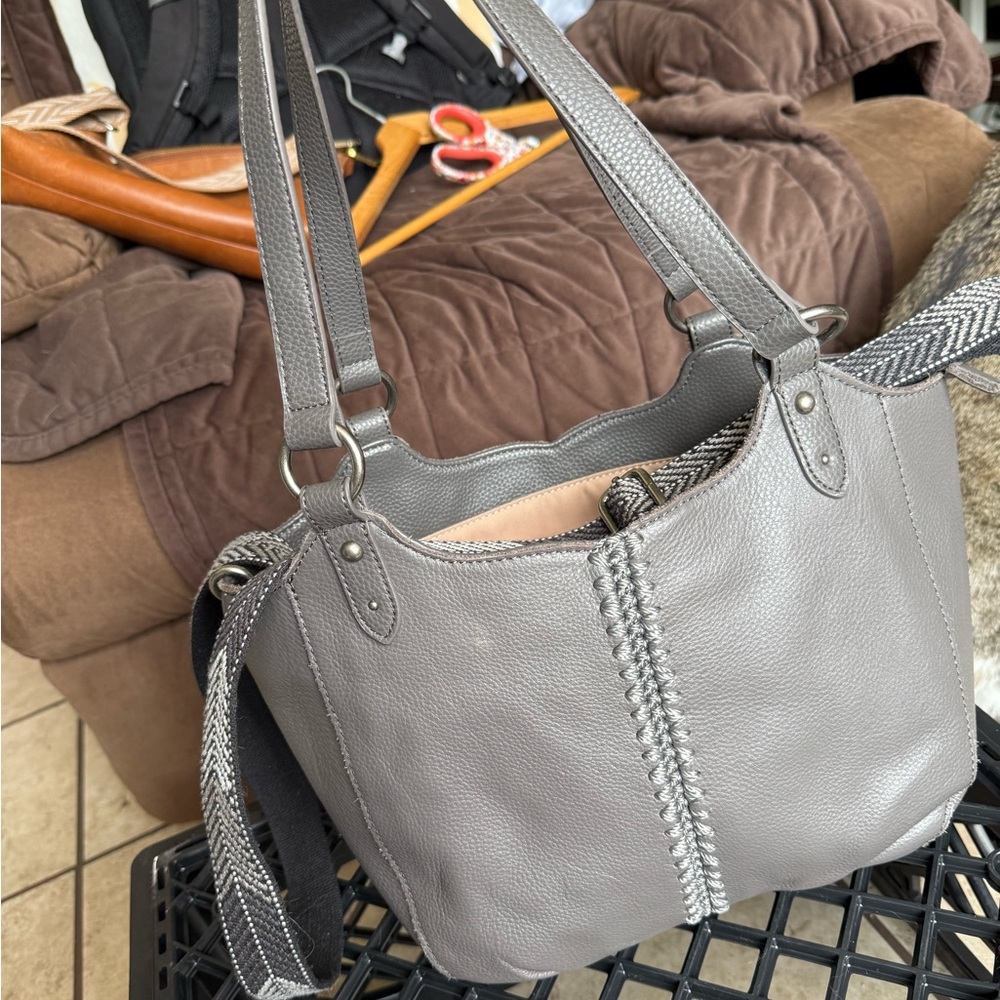 The Sak Bolinas Gray Leather Shoulder Bag